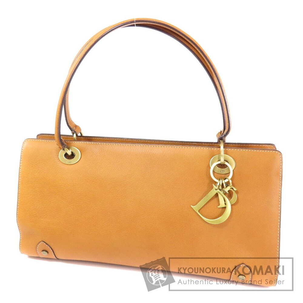 Christian Dior logo charm tote bag leather